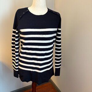 LOFT Striped Sailor Sweater Navy White Women's Medium